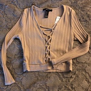 Forever 21 knit lace up crop top. Size M Brand New